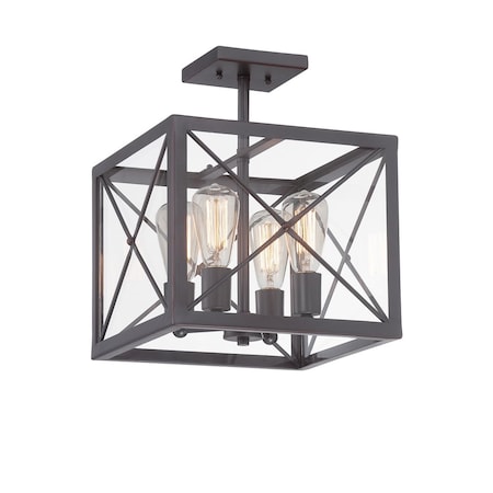 Designers Fountain 14in High Line 4-Light Satin Bronze Interior Incandescent Ceiling Light Semi Flush Mount 87311-SB